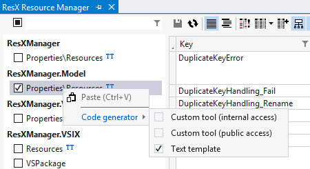 CodeGeneratorContextMenu